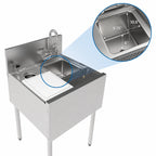 Thumbnail image #5 for Perlick Corporation Top Shelf TSF24PS-SBRT 24-Inch Stainless Steel Underbar Prep Sink with Cutting Board, Glass Rinser & Tool Well Faucet