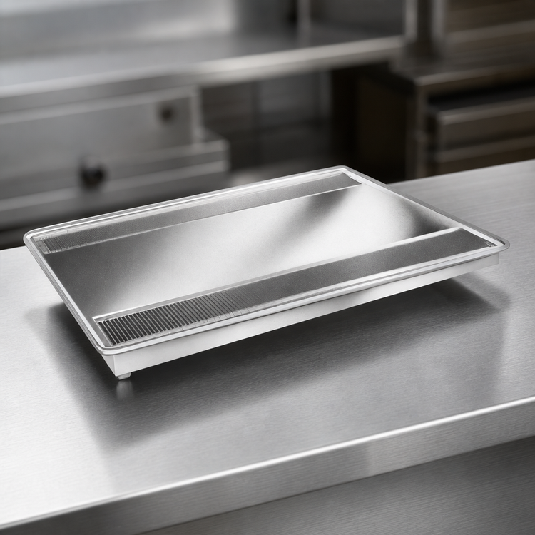 Product image #4 for Atlas Metal 24-Inch Drop-In Double Urn Drain with Anti-Splash Grate, Stainless Steel
