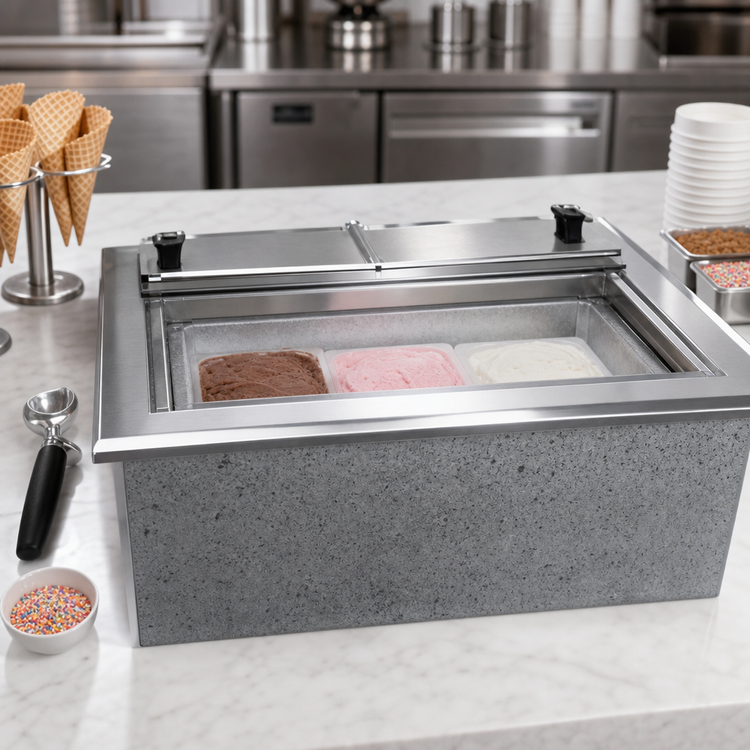 Product image #4 for Delfield 6-Gallon Self-Contained Drop-In Ice Cream Dipping Freezer with Stainless Steel Lid