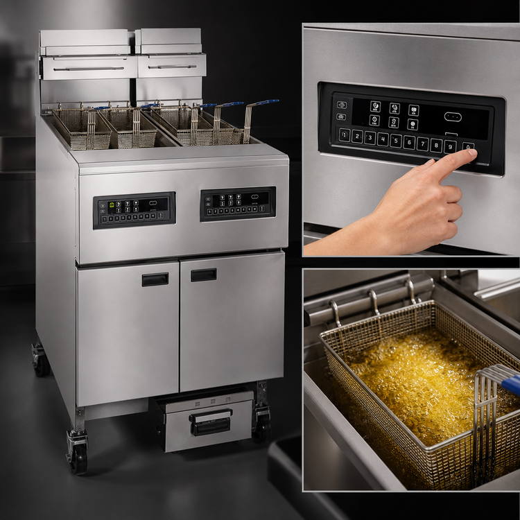 Product image #4 for Frymaster FQ FilterQuick 2FQE80U Dual 80 lb. Electric Commercial Deep Fryer with Built-in Filtration
