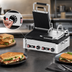 Thumbnail image #4 for Double Electric Countertop Panini Grill with Timer, Grooved Cast Iron Plates, 18 x 10 Inch Cooking Surface