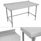 Thumbnail image #4 for John Boos Stallion ST6R1.5-30144SBK 144-Inch x 30-Inch 16-Gauge 300 Series Stainless Steel Work Table with Backsplash and Safety Edge