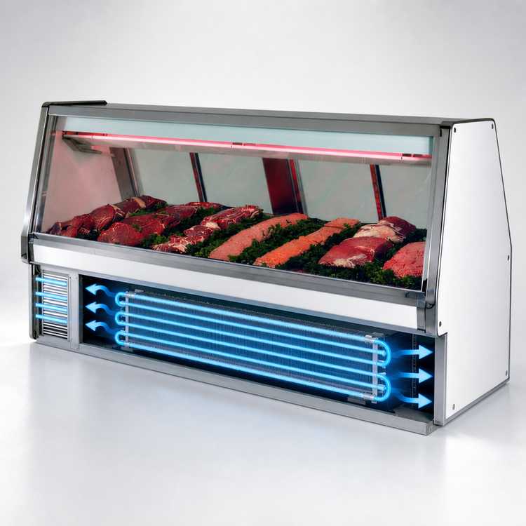 Product image #4 for Howard-McCray 34E Series 52-1/2 Inch Wide Remote Full Service Red Meat Service Case with Straight Glass Front