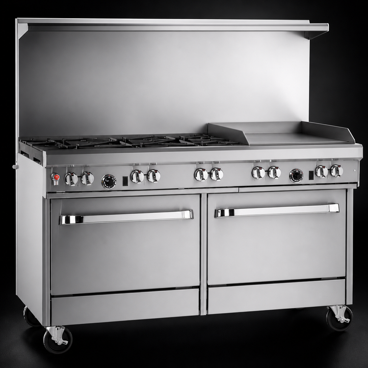 Product image #4 for Southbend Ultimate 60-Inch Gas Restaurant Range with 6 Star/Sauté Burners, 24-Inch Griddle, Standard Oven and Convection Oven