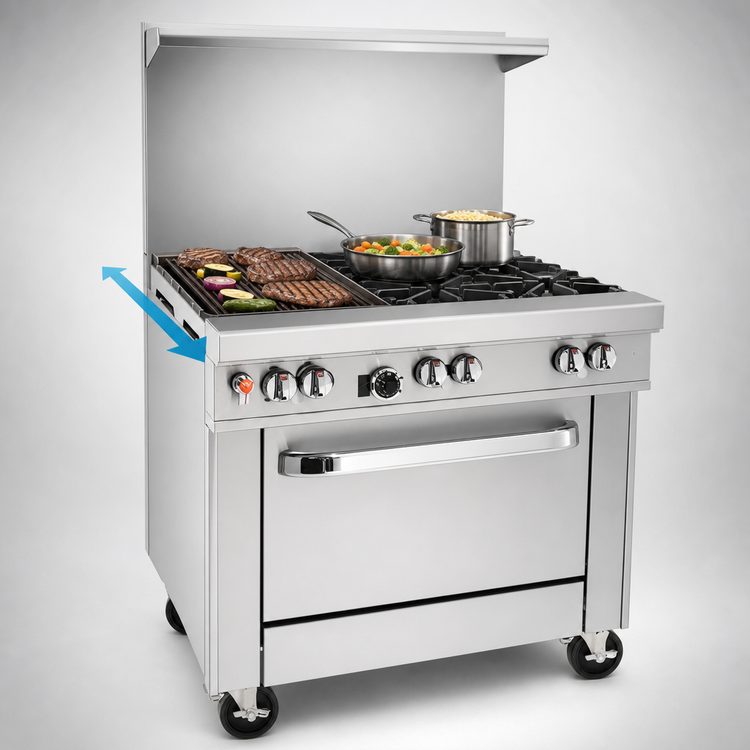 Product image #4 for Southbend Ultimate 36-Inch Gas Restaurant Range with Charbroiler Top, Cabinet Base, and Hi-Shelf