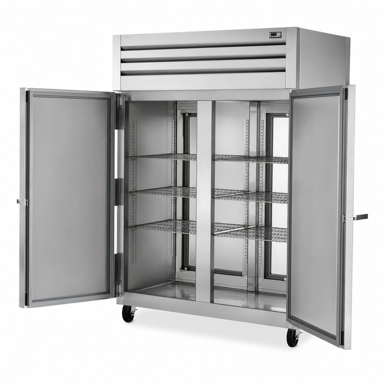 Product image #4 for True SPEC SERIES Two-Section Pass-Thru Reach-In Refrigerator with 2 Stainless Steel Front Doors and 2 Glass Rear Doors