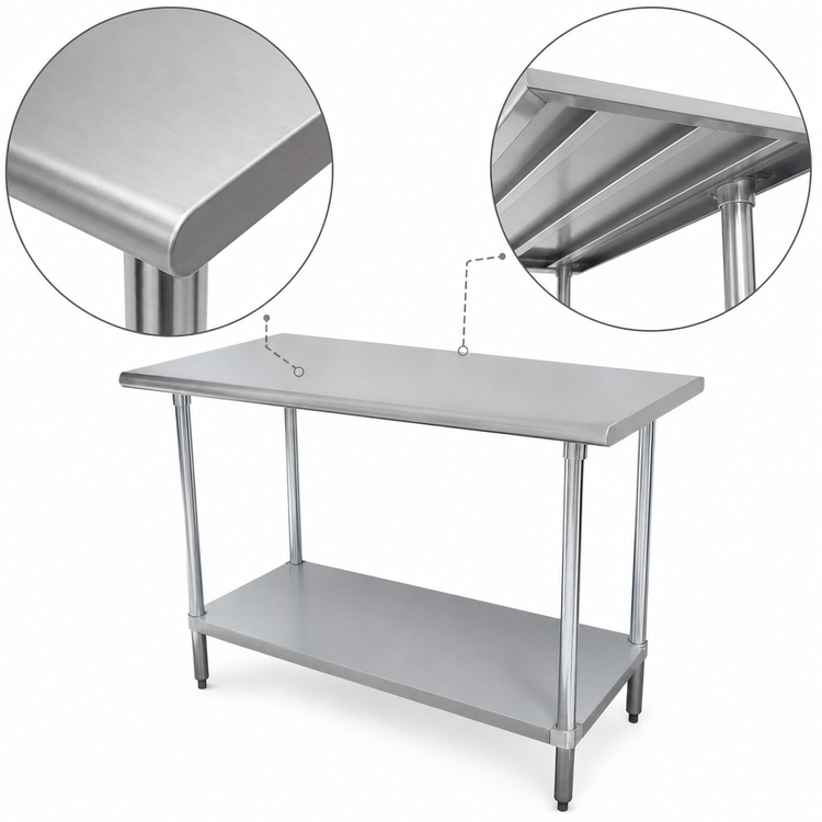 Product image #4 for Advance Tabco Special Value Series 84-Inch x 30-Inch Flat Top Stainless Steel Work Table with Adjustable Undershelf