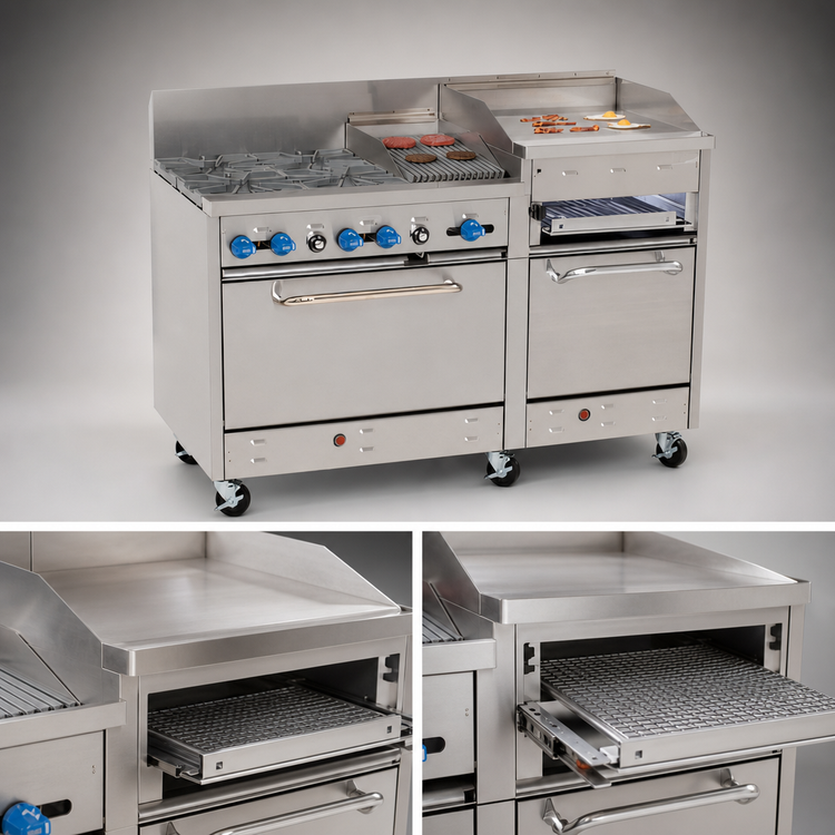 Product image #4 for 60-Inch Stainless Steel Gas Range with 4 Star Burners, 24-Inch Griddle, 12-Inch Char-Broiler, and Double Ovens