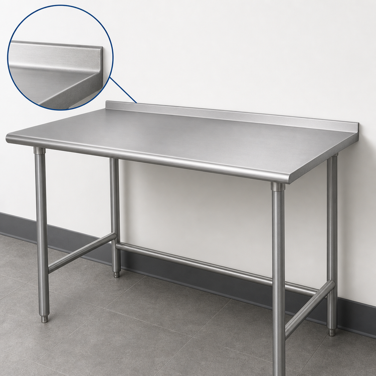 Product image #4 for Advance Tabco 84 Inch x 24 Inch 14-Gauge 304 Stainless Steel Work Table with 1.5 Inch Rear Up-Turn