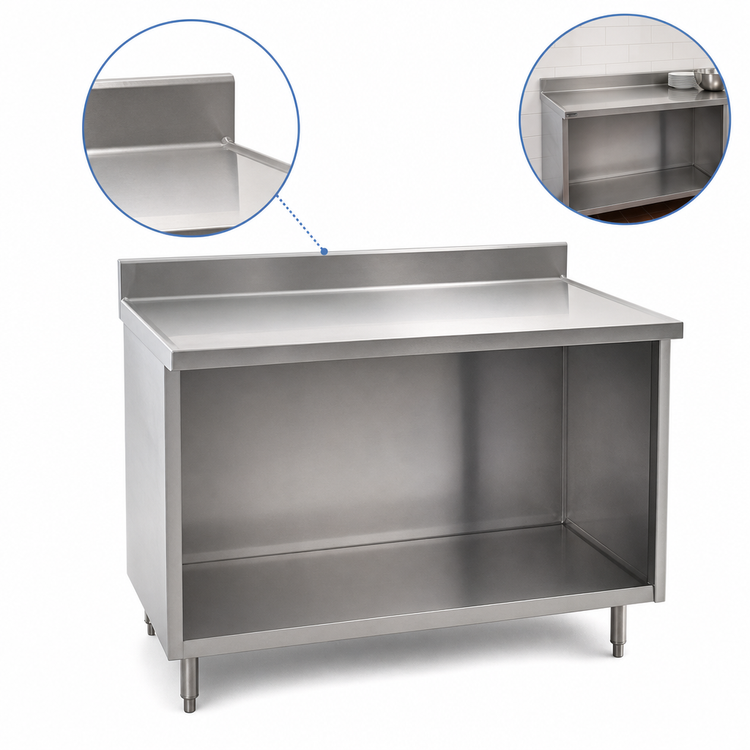 Product image #4 for Spec-Master Marine Series Underbar Stainless Steel Work Table with Open Front Cabinet Base, 48 x 24 Inches