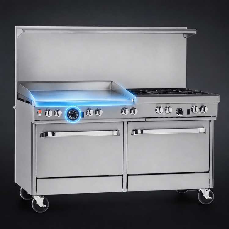Product image #4 for Southbend Ultimate 60-Inch Gas Restaurant Range with 4 Open Burners, 36-Inch Thermostatic Griddle, Standard Oven and Convection Oven