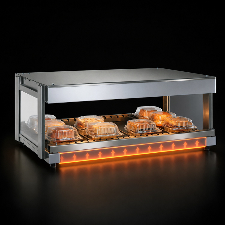 Product image #4 for Hatco Glo-Ray® 24-Inch Countertop Horizontal Pass-Through Merchandising Warmer, Single Shelf, 830-Watt