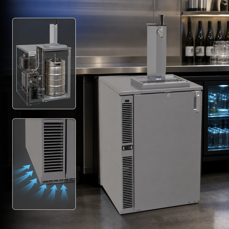 Product image #4 for Glastender C1SB24 One-Zone Side-Serviced Bar Profile Draft Dispensing Cooler, 24 Inch Wide, One-Section