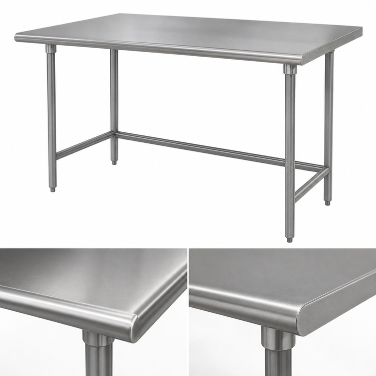 Product image #4 for Advance Tabco 108" x 24" 16 Gauge 430 Stainless Steel Flat Top Work Table with Open Base