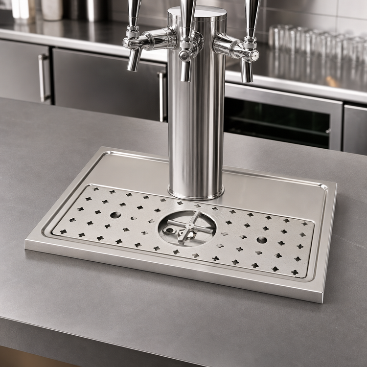 Product image #4 for Stainless Steel Platform Drip Tray with Glass Rinser, Surface Mount, 23-5/8-Inch x 15-3/4-Inch, for 2-3 Faucets