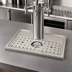 Thumbnail image #4 for Micro Matic USA DP-1605 Stainless Steel Platform Drip Tray with Glass Rinser, Surface Mount, 23-5/8" x 15-3/4", for 2-3 Faucets