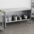 Thumbnail image #4 for John Boos EBOS4-24108 Open Front Enclosed Base Stainless Steel Work Table with Undershelf, 108 x 24 Inches, 14-Gauge Top