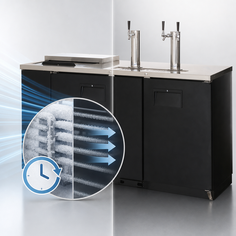 Product image #4 for Everest Refrigeration Two-Section Club Top Direct Draw Keg Refrigerator with 2 Draft Towers, 24 Cu. Ft., 3 Half-Barrel Kegs, 68-Inch Wide