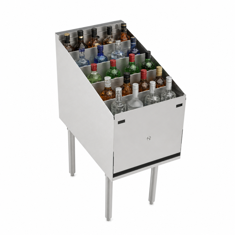 Product image #4 for Krowne Royal Series Freestanding Narrow Underbar Liquor Bottle Display Unit, 20-Bottle Capacity, 16 Inch Wide