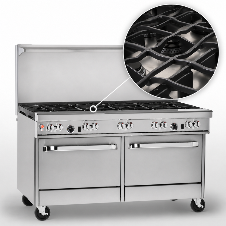 Product image #4 for Southbend Ultimate 60-Inch Gas Restaurant Range with 10 Open Burners, 2 Standard Ovens, and Backriser Hi-Shelf