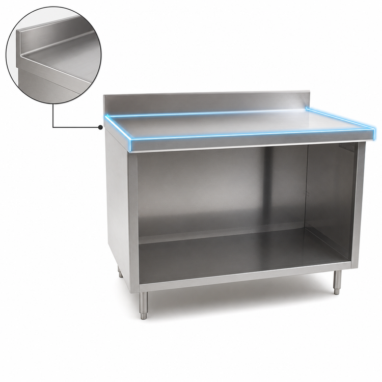 Product image #4 for Eagle Spec-Master Marine Counter Edge Open Front Work Table, 120 x 24 Inches, 14/304 Stainless Steel Top