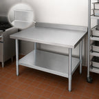 Thumbnail image #4 for John Boos Stallion UFBLG8430 84-Inch x 30-Inch 18-Gauge 430 Stainless Steel Work Table with Rear Up-Turn and Galvanized Undershelf