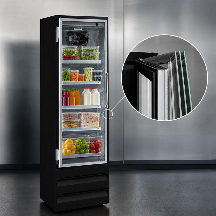 Product image #4 for Howard-McCray GR19BM-B 19 Cu. Ft. Black Single-Section Bottom-Mount Hinged Glass Door Merchandiser Refrigerator