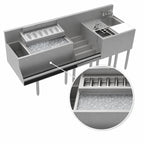 Thumbnail image #4 for Krowne KR24-MT72-10 72-Inch Stainless Steel Underbar Workstation with 24-Inch Ice Bin, 10-Circuit Cold Plate and 1-Compartment Dump Sink