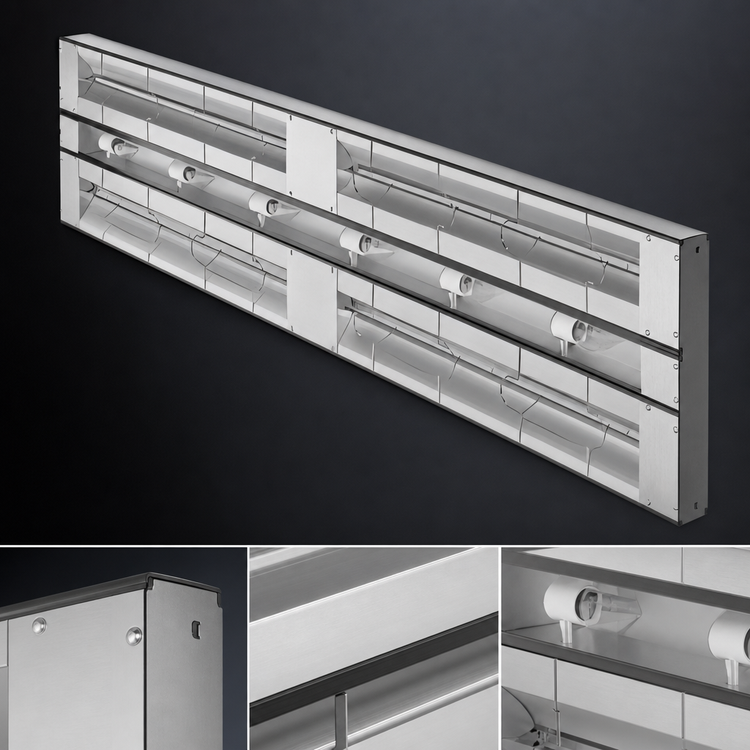 Product image #4 for Hatco Glo-Ray Aluminum Max Watt Dual Infrared Strip Heater, 66 Inch Wide, 6-Inch Spacer, Unlighted