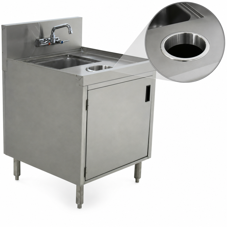 Product image #4 for Prestige Wet/Dry Waste Cabinet with Hinged Door, Hand Sink, Waste Chute, and Splash-Mount Faucet