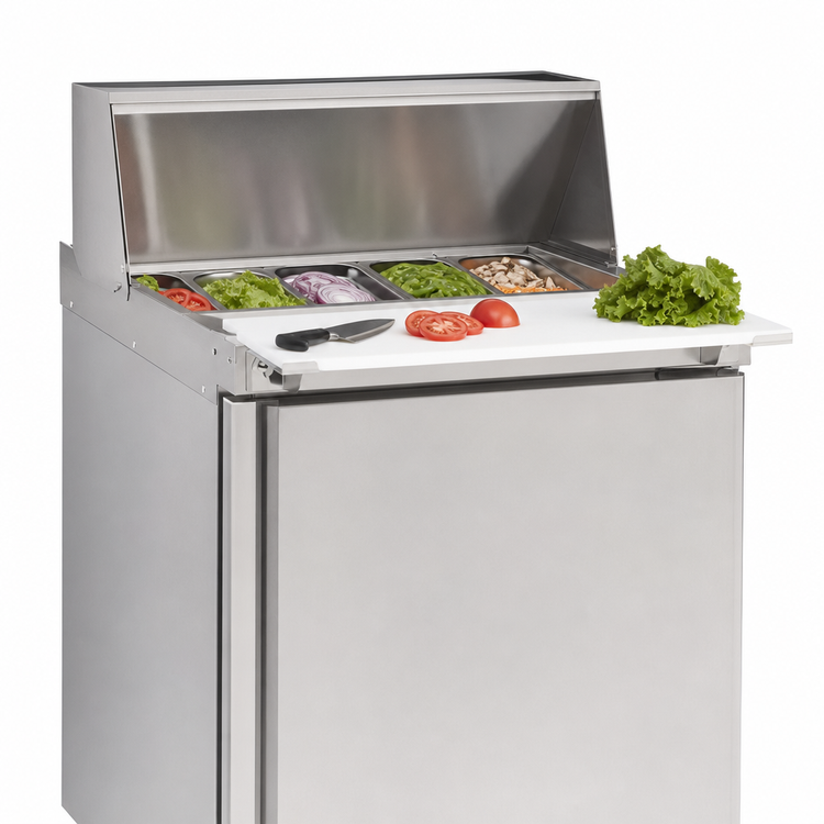 Product image #5 for Delfield Mega Top 27-Inch Wide Single-Section Refrigerated Prep Table with 9 1/6-Size Pan Top
