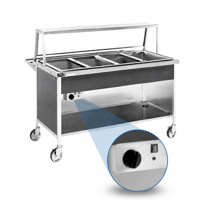 Product image #4 for Atlas Metal CAH-4 Mobile Electric Hot Food Serving Counter with 4-Pan Capacity
