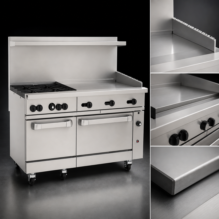 Product image #4 for Wolf Challenger XL 60-Inch Gas Restaurant Range with 4 Burners, 36-Inch Thermostatic Griddle, Standard Oven, and Convection Oven