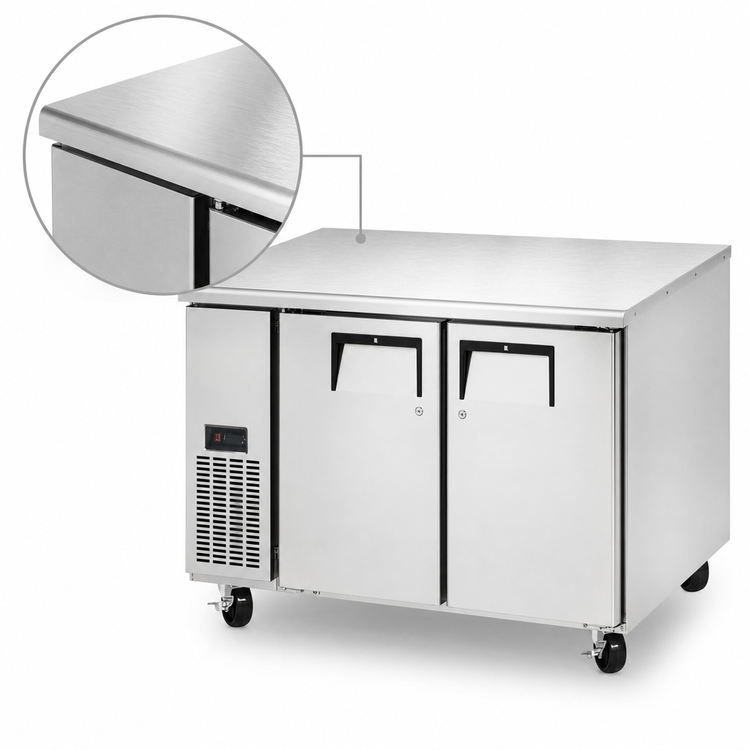 Product image #4 for Everest Refrigeration ETR2-24 Two-Section Undercounter/Worktop Refrigerator with Stainless Steel Worktop, 47-1/2-Inch Wide, 9 Cu. Ft.
