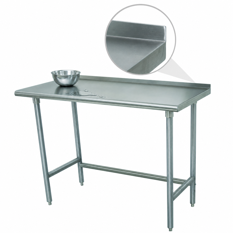 Product image #4 for Advance Tabco Special Value 84-Inch x 30-Inch 16-Gauge 304 Stainless Steel Open Base Work Table with 1-1/2-Inch Rear Up-Turn