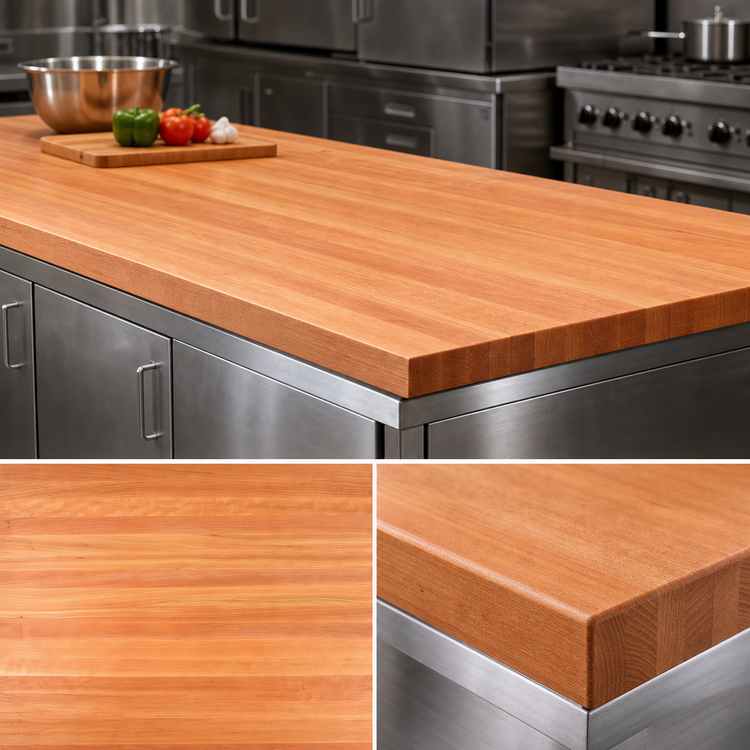 Product image #4 for John Boos Boos Block American Cherry Edge Grain Kitchen Countertop, 96 x 48 x 2-1/4 Inch, Varnique Finish