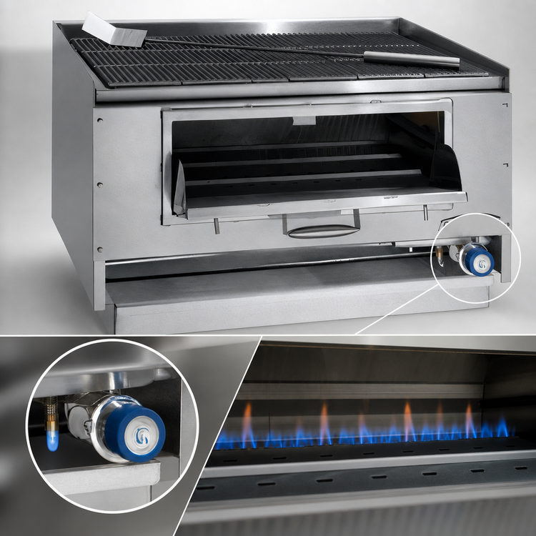 Product image #4 for Imperial MSQ-48 48-Inch Countertop Mesquite Wood Broiler with Cast Iron 9-Bar Grates
