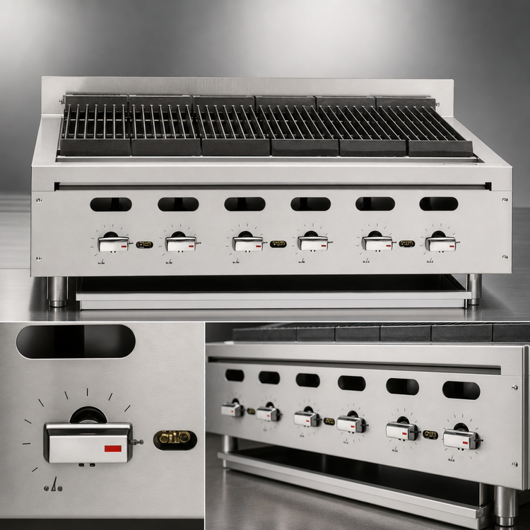 Product image #4 for Vulcan Quick Ship Achiever 25-1/8-Inch 4-Burner Countertop Radiant Gas Charbroiler