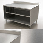 Thumbnail image #4 for BK Resources CSTR5-3018 Stainless Steel Chef Table, Open Front Cabinet Base, 14-Gauge Top, 5-Inch Riser, 30 W x 18 D x 39-3/4 H