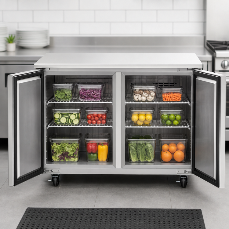 Product image #4 for Everest Refrigeration ETR2 Two-Section Undercounter/Worktop Refrigerator, 47-1/2 Inch Wide, 13.0 Cu. Ft.