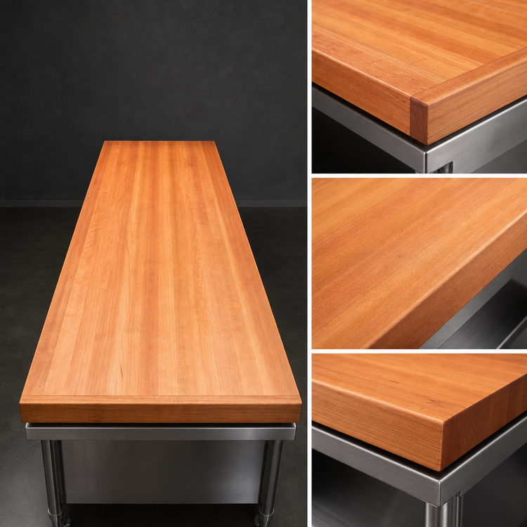 Product image #4 for John Boos Boos Block American Cherry Edge Grain Kitchen Countertop, 120 Inch x 30 Inch x 3 Inch, Oil Finish