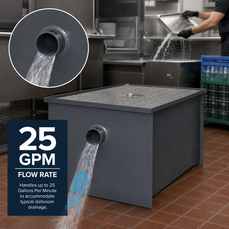 Product image #4 for John Boos GT-50-X 50 lb Grease Interceptor — 25 GPM, 3-Inch No-Hub Connections