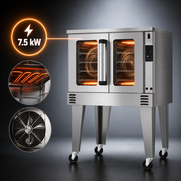 Product image #4 for Southbend Platinum Single-Deck Standard-Depth Electric Convection Oven, 7.5 kW, Touchscreen, Dependent Doors, Ventless
