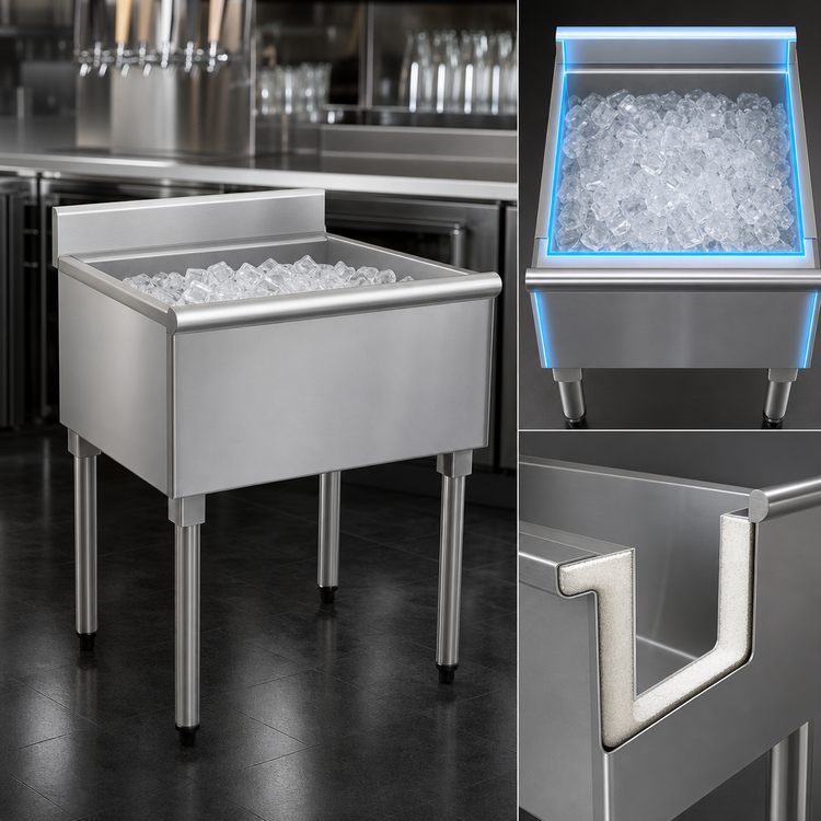 Product image #4 for Eagle Group 1800 Series Underbar Stainless Steel Ice Chest with 16-Inch Deep Bin, 36 x 20 Inches, 117 lb. Capacity