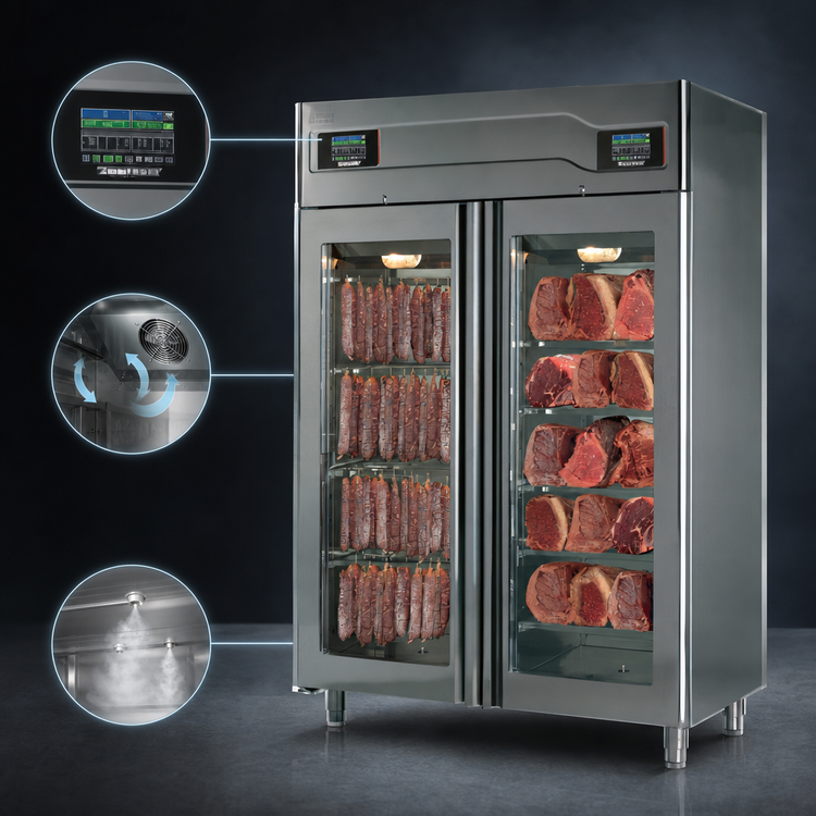 Product image #4 for Stagionello® + Maturmeat® Free-Standing Meat Curing Cabinet, 58 Inch W, 100 + 100 kg Capacity, 220V