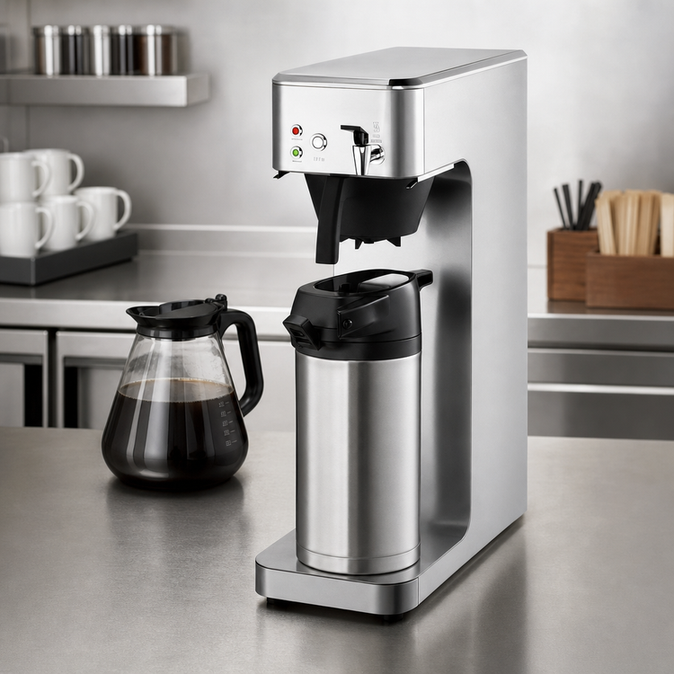 Product image #5 for Waring Café Deco Automatic Fill Airpot Coffee Brewer with Hot Water Faucet, Stainless Steel