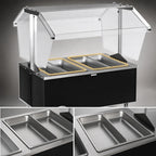 Thumbnail image #4 for Eagle Group Service Mate CDHT4-240-3 4-Well Countertop Electric Buffet Hot Food Table with Double-Sided Sneeze Guard, 240V 3-Phase