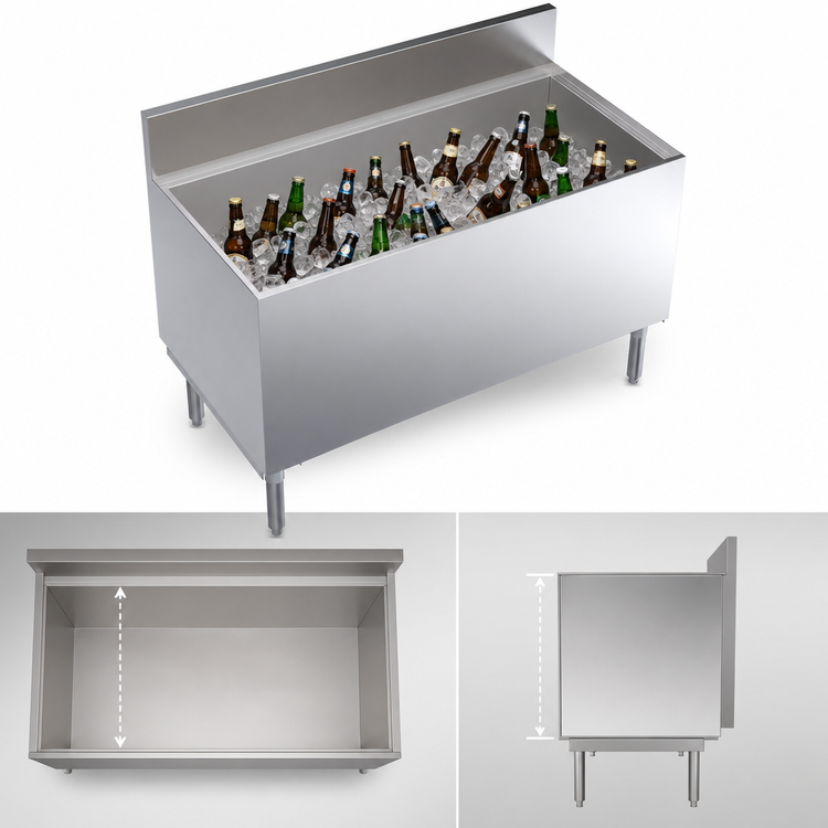 Product image #4 for Krowne Royal Series Underbar Chill Master Stainless Steel Beer Bin, 48 x 24 Inches, 12-Case Capacity