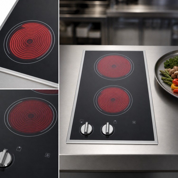 Product image #5 for Summit Commercial CR2B12ST 11-3/4-Inch Built-In 2-Burner Electric Radiant Cooktop with Black Ceramic Glass Surface
