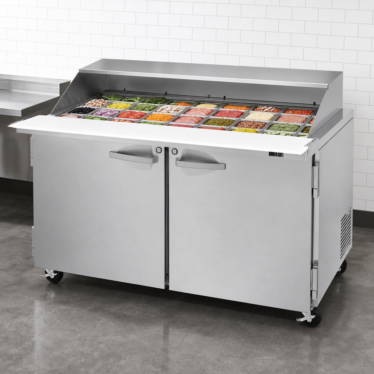 Product image #4 for Turbo Air PRO Series 60-Inch Mega Top Sandwich/Salad Prep Table with Slide Lid, 2-Section, 24-Pan, Rear-Mounted Self-Contained Refrigeration